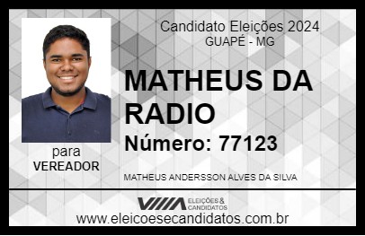 Candidato MATHEUS DA RADIO 2024 - GUAPÉ - Eleições