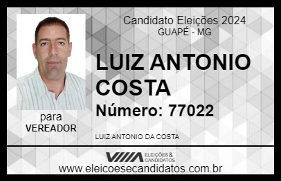 Candidato LUIZ ANTONIO COSTA 2024 - GUAPÉ - Eleições