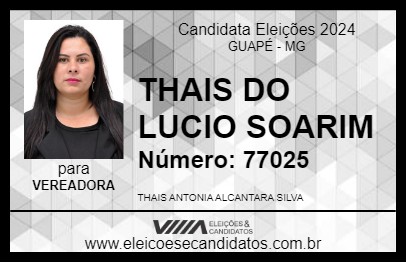 Candidato THAIS DO LUCIO SOARIM 2024 - GUAPÉ - Eleições