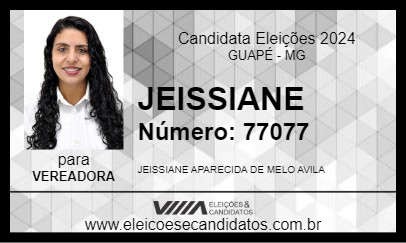 Candidato JEISSIANE 2024 - GUAPÉ - Eleições