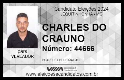 Candidato CHARLES DO CRAUNO 2024 - JEQUITINHONHA - Eleições