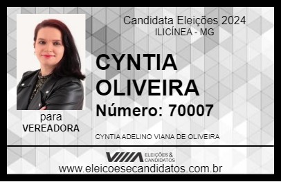 Candidato CYNTIA OLIVEIRA 2024 - ILICÍNEA - Eleições