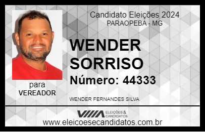 Candidato WENDER SORRISO 2024 - PARAOPEBA - Eleições