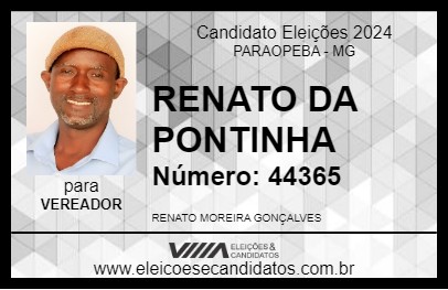 Candidato RENATO DA PONTINHA 2024 - PARAOPEBA - Eleições