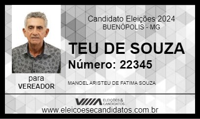 Candidato TEU DE SOUZA 2024 - BUENÓPOLIS - Eleições