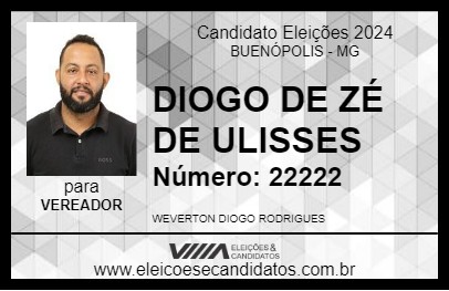 Candidato DIOGO DE ZÉ DE ULISSES 2024 - BUENÓPOLIS - Eleições