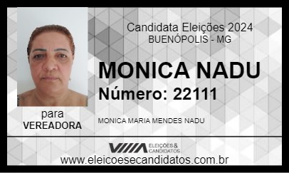 Candidato MONICA NADU 2024 - BUENÓPOLIS - Eleições