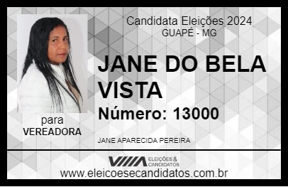 Candidato JANE DO BELA VISTA 2024 - GUAPÉ - Eleições