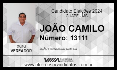 Candidato JOÃO CAMILO 2024 - GUAPÉ - Eleições