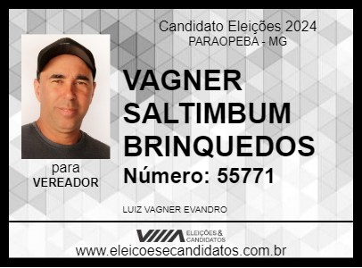 Candidato VAGNER SALTIMBUM BRINQUEDOS 2024 - PARAOPEBA - Eleições