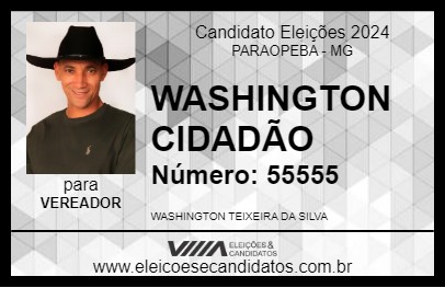 Candidato WASHINGTON CIDADÃO 2024 - PARAOPEBA - Eleições