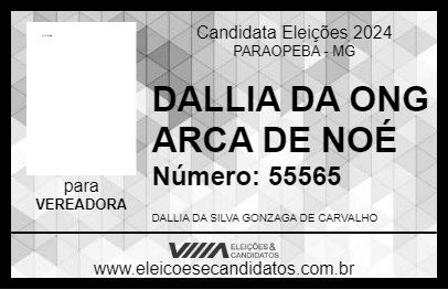 Candidato DALLIA DA ONG ARCA DE NOÉ 2024 - PARAOPEBA - Eleições