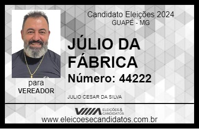 Candidato JÚLIO DA FÁBRICA 2024 - GUAPÉ - Eleições