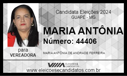 Candidato MARIA ANTÔNIA 2024 - GUAPÉ - Eleições