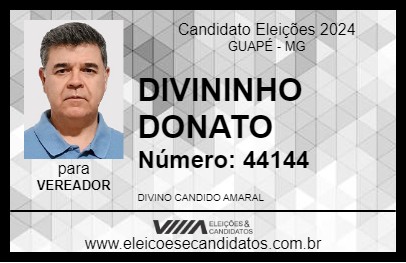 Candidato DIVININHO DONATO 2024 - GUAPÉ - Eleições