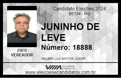 Candidato JUNINHO DE LEVE 2024 - BETIM - Eleições