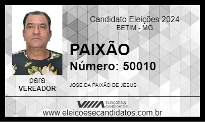 Candidato PAIXÃO 2024 - BETIM - Eleições