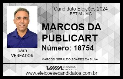 Candidato MARCOS DA PUBLICART 2024 - BETIM - Eleições