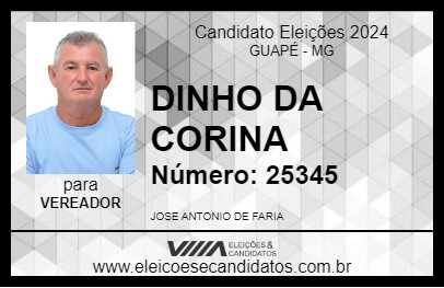 Candidato DINHO DA CORINA 2024 - GUAPÉ - Eleições