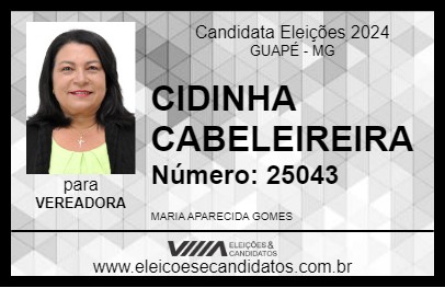 Candidato CIDINHA CABELEIREIRA 2024 - GUAPÉ - Eleições