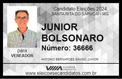 Candidato JUNIOR BOLMARO 2024 - SANTA RITA DO SAPUCAÍ - Eleições