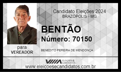 Candidato BENTÃO 2024 - BRAZÓPOLIS - Eleições