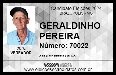 Candidato GERALDINHO PEREIRA 2024 - BRAZÓPOLIS - Eleições