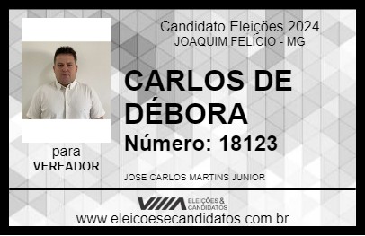 Candidato CARLOS DE DÉBORA 2024 - JOAQUIM FELÍCIO - Eleições