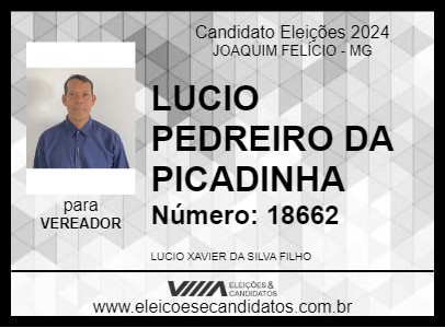 Candidato LUCIO PEDREIRO DA PICADINHA 2024 - JOAQUIM FELÍCIO - Eleições