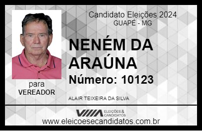 Candidato NENÉM DA ARAÚNA 2024 - GUAPÉ - Eleições