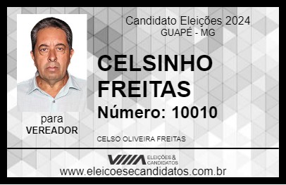 Candidato CELSINHO FREITAS 2024 - GUAPÉ - Eleições