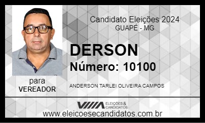 Candidato DERSON 2024 - GUAPÉ - Eleições