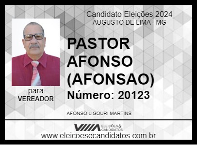 Candidato PASTOR AFONSO (AFONSAO) 2024 - AUGUSTO DE LIMA - Eleições