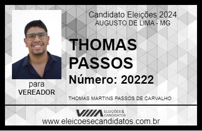 Candidato THOMAS PASSOS 2024 - AUGUSTO DE LIMA - Eleições