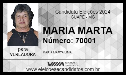 Candidato MARIA MARTA 2024 - GUAPÉ - Eleições