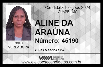 Candidato ALINE DA ARAÚNA 2024 - GUAPÉ - Eleições