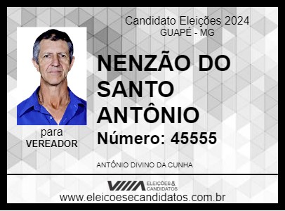 Candidato NENZÃO DO SANTO ANTÔNIO 2024 - GUAPÉ - Eleições