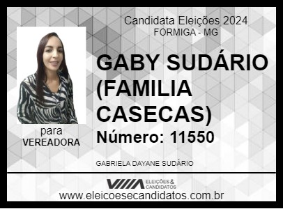 Candidato GABY SUDÁRIO (FAMILIA CASECAS) 2024 - FORMIGA - Eleições