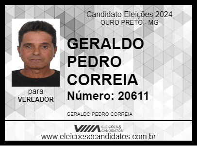 Candidato GERALDO PEDRO CORREIA 2024 - OURO PRETO - Eleições