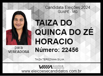 Candidato TAIZA DO QUINCA DO ZÉ HORACIO 2024 - GUAPÉ - Eleições