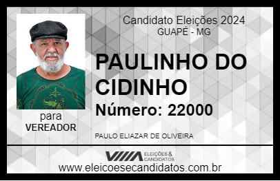 Candidato PAULINHO DO CIDINHO 2024 - GUAPÉ - Eleições