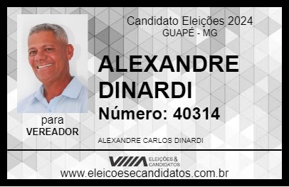 Candidato ALEXANDRE DINARDI 2024 - GUAPÉ - Eleições