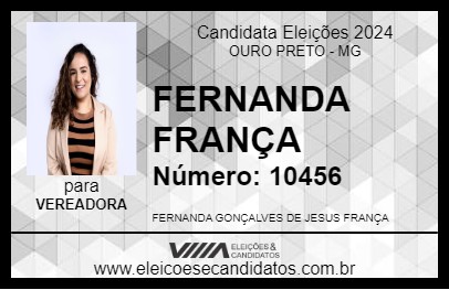 Candidato FERNANDA FRANÇA 2024 - OURO PRETO - Eleições