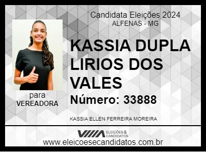 Candidato KASSIA DUPLA LIRIOS DOS VALES 2024 - ALFENAS - Eleições