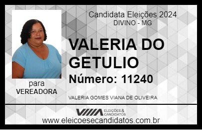 Candidato VALERIA DO GETULIO 2024 - DIVINO - Eleições