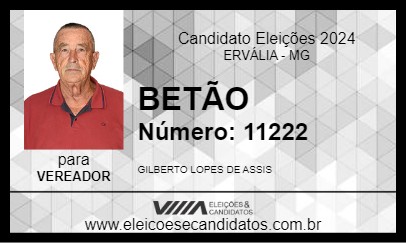 Candidato BETÃO 2024 - ERVÁLIA - Eleições