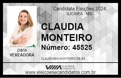 Candidato CLAUDIA MONTEIRO 2024 - ILICÍNEA - Eleições