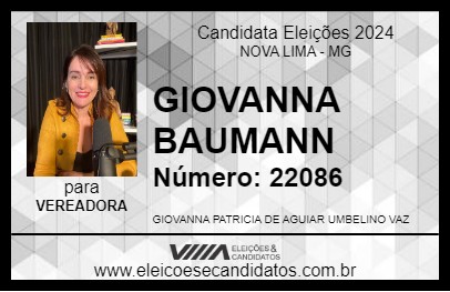 Candidato GIOVANNA BAUMANN 2024 - NOVA LIMA - Eleições