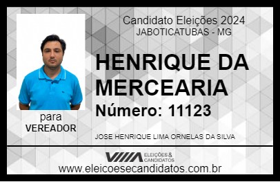 Candidato HENRIQUE DA MERCEARIA 2024 - JABOTICATUBAS - Eleições