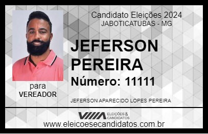 Candidato JEFERSON PEREIRA 2024 - JABOTICATUBAS - Eleições